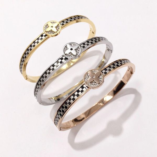 

Мода Марка Цветочные Браслеты Женщины Роскошный Дизайн Черный Браслет Плед Дамы