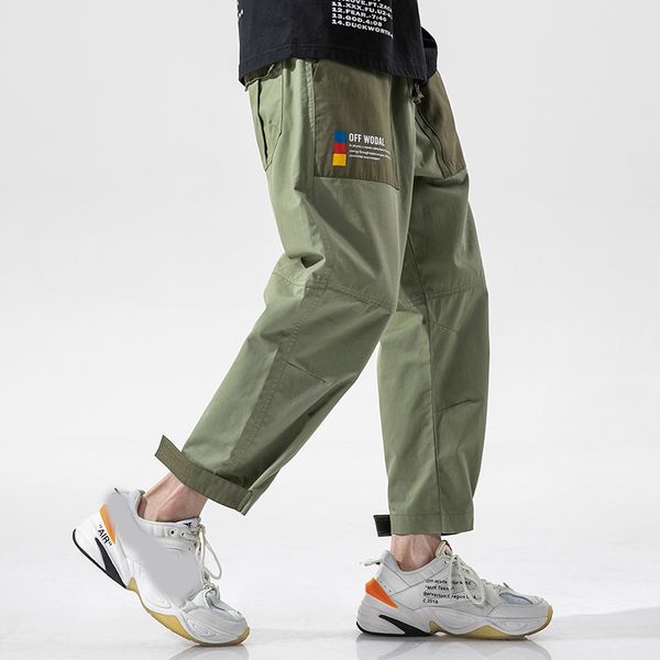 

ewq / men's wear hip-hop 2020 spring summer new cargo pants for male shorts men's casual loose print straight long pants 9y2043, Black