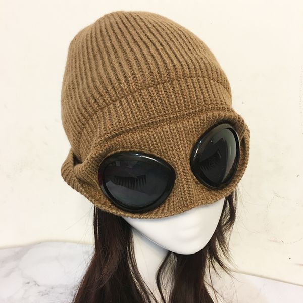 2019 New Plus Velvet Thick knitted Hat Unisex Glasses Cap Winter Ski