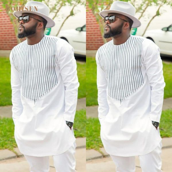 

bohisen мода полосатый принт рубашка мужчины совершенно новый африканский дашики платье рубашка мужская с длинным рукавом белые рубашки афри, Red