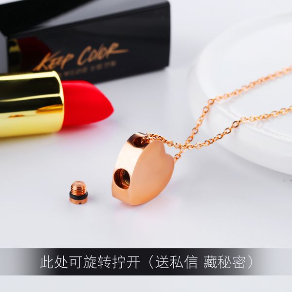 

opk new products wholesale girls love peach heart shape memorial pendant titanium steel lock bone urn necklace can hold small things, Golden;silver