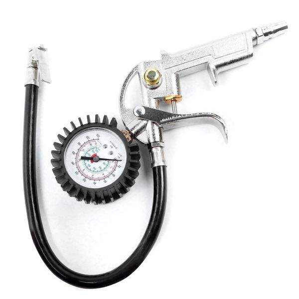 

motorcycle air inflator gun pump dial pistol pressure guage 0 ~220psi auto car