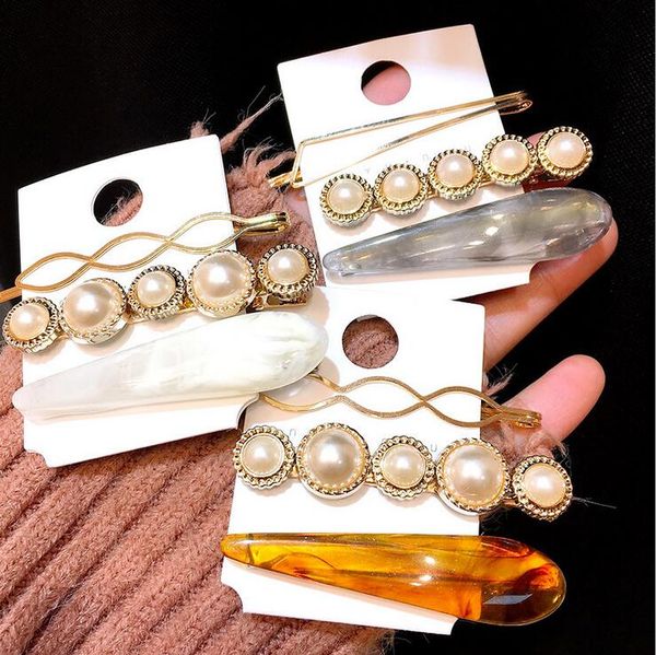 

3pc et imitation pearl metal geometric hair clip clamp hairband barrette bobby pin hairpin headdre acce orie beauty tyling tool