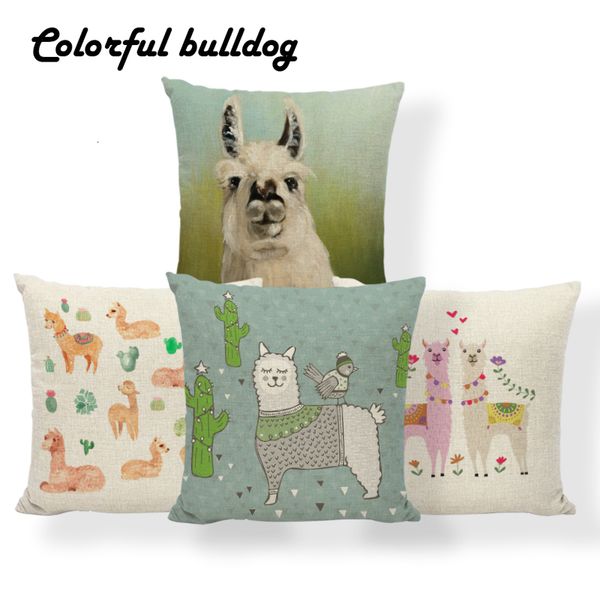 

alpaca sheep cactus cushion covers bird letter mountain pillow cases european gamer chair holiday gift throw pillows small linen