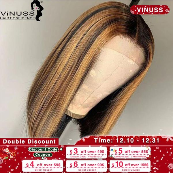 

ombre 1b#/27# blonde human hair lace wig highlight 13x6 short bob lace front human hair wigs pre plucked brazilian remy, Black;brown