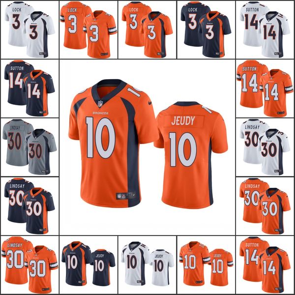 

Денвер мустангов Мужчины # 3 Дрю Стопорные 14 Courtland Sutton 30 Phillip Lindsay 10 Jerry Jeudy Женщины Молодежь NFL Limited Джерси