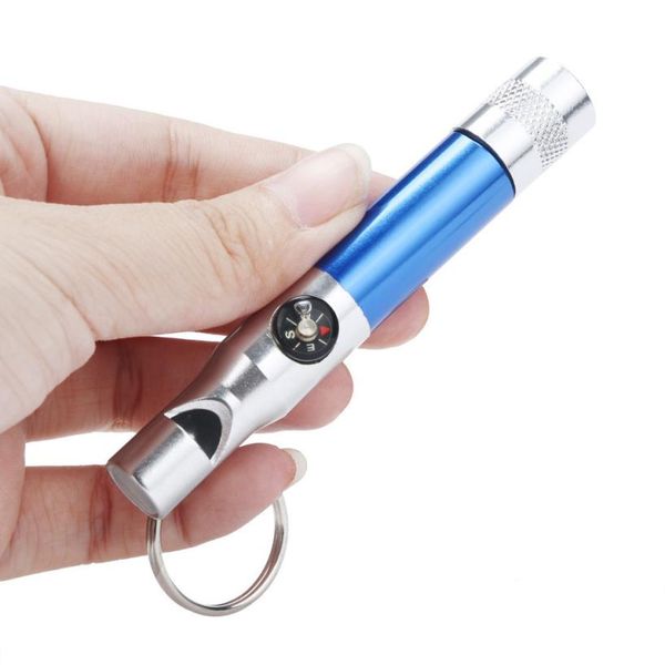 

muqgew useful multifunctional easy to carry 3-in-1 keychain flashlight compass whistle camping survival hiking helpful tools