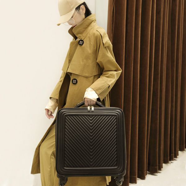 

kaweida 16"20"24 inch famous luxury brands luggage steering wheels retro cabin travel suitcase pu leather