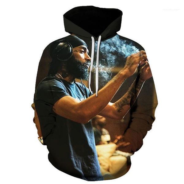 

женщины подросток с капюшоном с длинными рукавами весна осень пуловеры 3d nipsey hussle печатные толстовки мужчины, Black