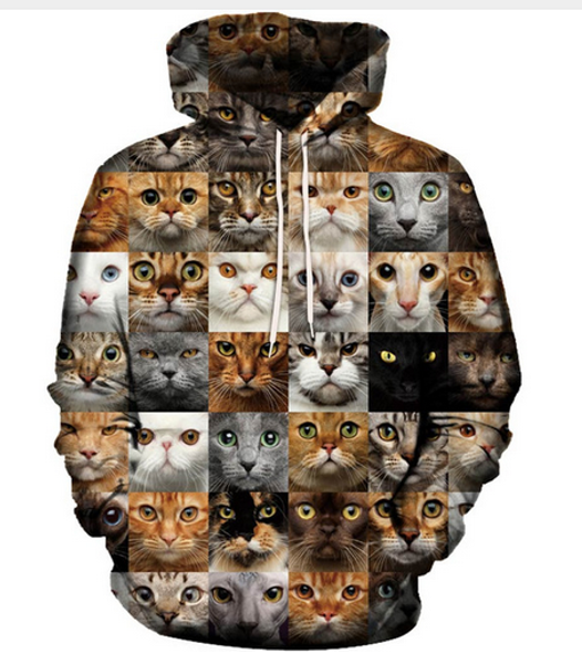 

new fashion cool sweatshirt hoodies 3d print mens womens casual loverly cat fashion style streetwear long sleeve clothes rlms0147, Black