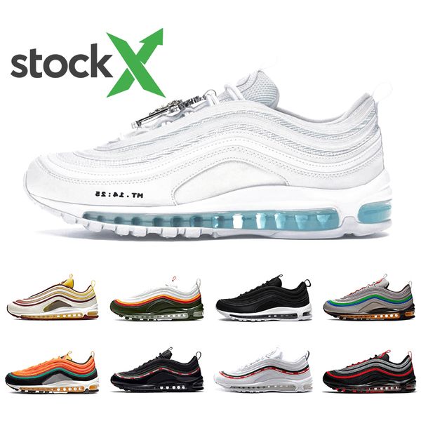 

stock x air bred 97 mschf x inri jesus mens running shoes 97s undefeated undftd triple white black men women sports sneakers 36-45