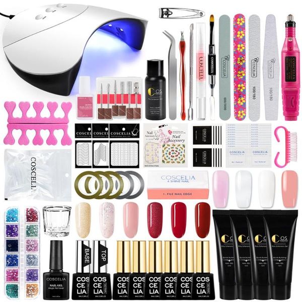 

36w светодиодные лампы маникюрный набор nail kit poly gel набор для ногтей гель-лак quick building для расширения hard jelly
