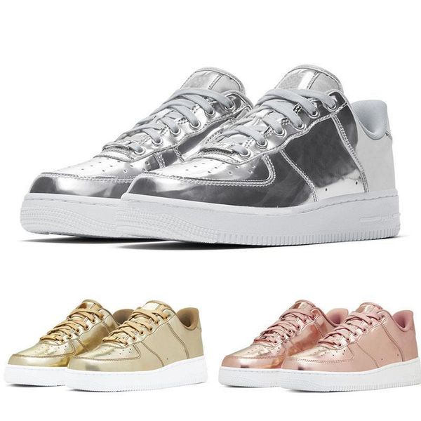 

wholesale 1 sp liquid metal pack gold silver bronze running shoes casual shoes women mens designer sneakers dunks des rcheck patter