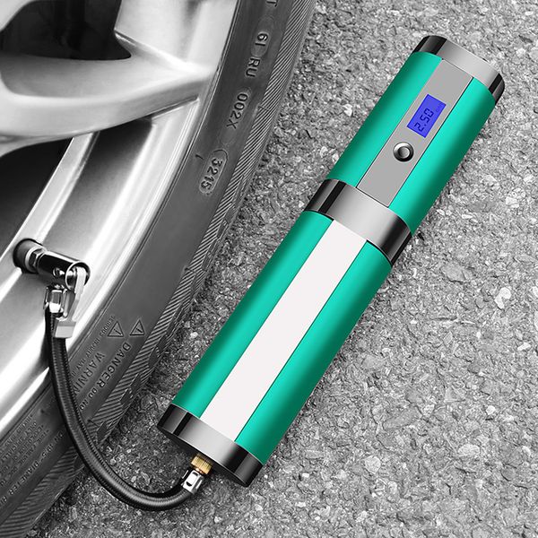 

portable 4led 120w electric car bike inflatable pump with lcd display 12v rechargeable air compressor tire inflator pump