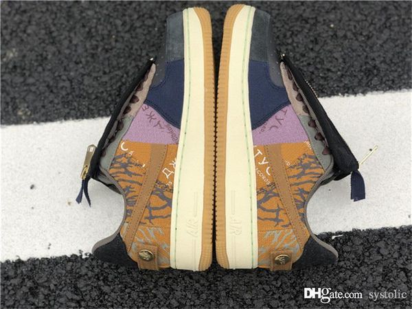 

2019 authentic travis scott x air force1 1 low cactus jack 210nike multi color muted bronze fossil running shoes men women cn2405-900 sports