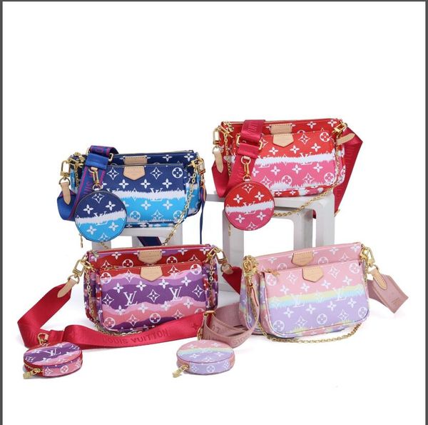 

the new chain bag ladies three-piece fashion color ladies new handbag all-match delicate crossbody bag backpack shoulder bag