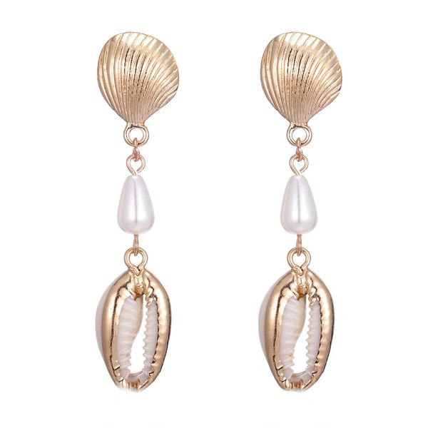 

otoky earrings fashion cowrie sea shell earrings for women gold color 2019 new summer statement shell drop women earring 19may22, Silver