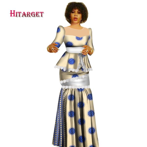 2019 neue afrikanische Kleidung mit Wachsdruck für Frauen, Dashiki, traditionelles Baumwolloberteil, Rock, 2-teiliges Dashiki-Kleid WY2936