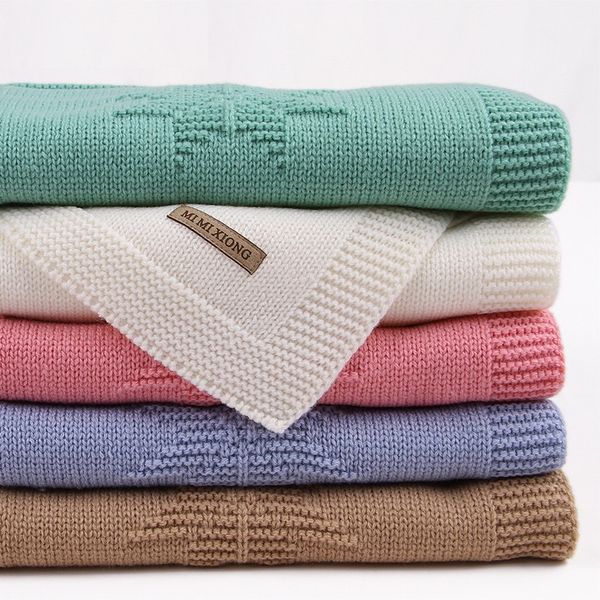 Вещи для новорожденных Baby Одеяло вязаные хлопчатобумажные Летние Infantil Wrap Swaddle Коляска Одеяло Одежда Cibertor Ежемесячные детские одеяло