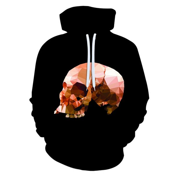

fashion personality skull hoodie sweatshirt 3d digital print pullovers for men and women in multiple colors, Black