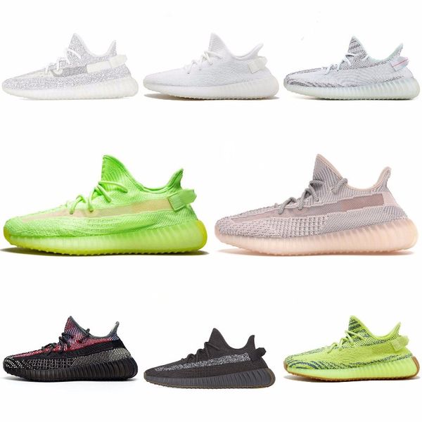 

2019 kanye west desigoem sneakers cloud white citrin green glow mens women running shoes bred zebra black non reflective size 5-13