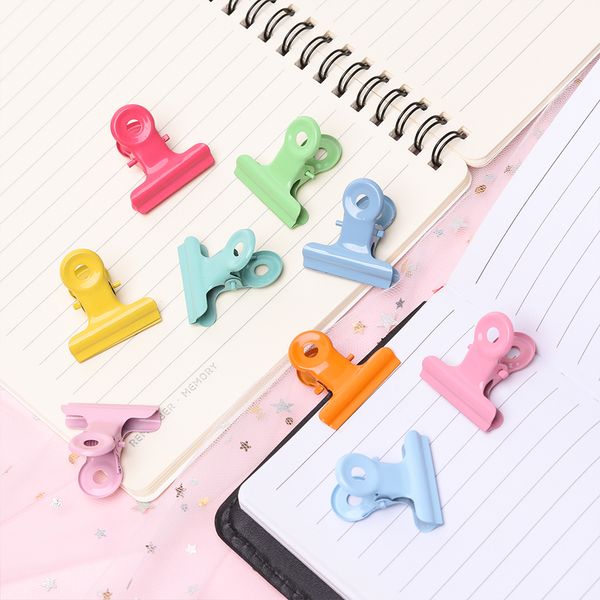 

5 pieces/batch cute metal binder paint candy color 9 color folder note letter paper document clips school office stationery