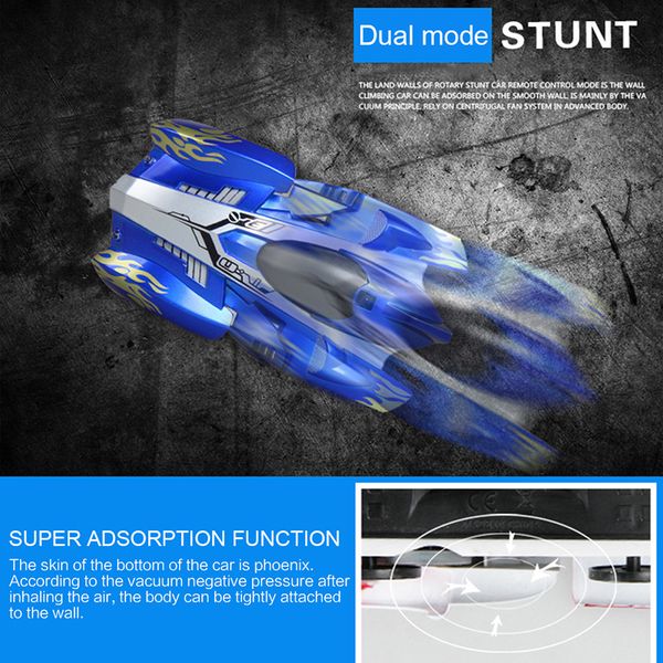 

remote control climbing rc car with led lights 360 degree rotating stunt toys antigravity machine wall car gift