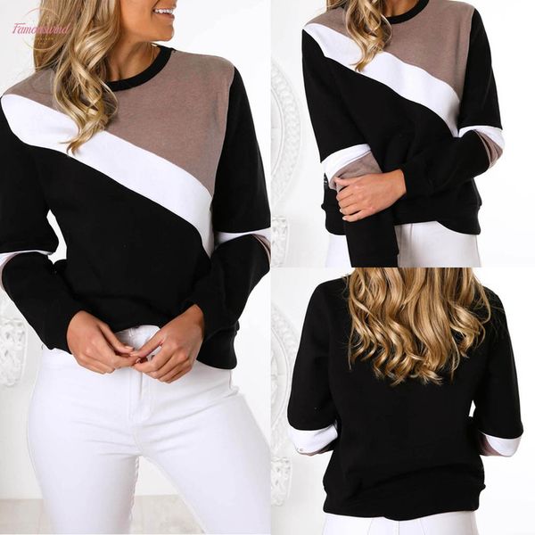 

womens autumn blouse womens fashion casual patchwork long sleeve blouse winter blouses girl 731, White