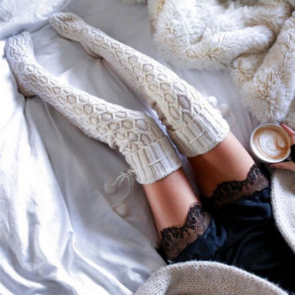 

new fashion women's cotton stockings thigh high over the knee socks long cotton stockings for girls ladies women #p, Black;white