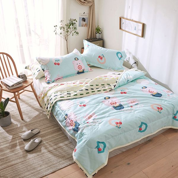 Cartoon Pig Printed Kids Adult Bedding Sets Cotton Spring Summer