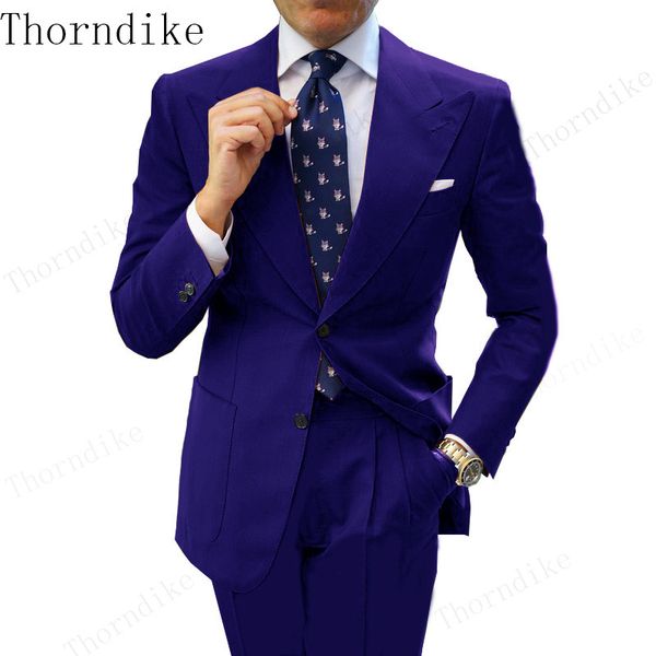 

thorndike 2020 men suits slim fit 2 piece prom tuxedos casual business jacket purple blazer+pants for wedding suits for men, White;black