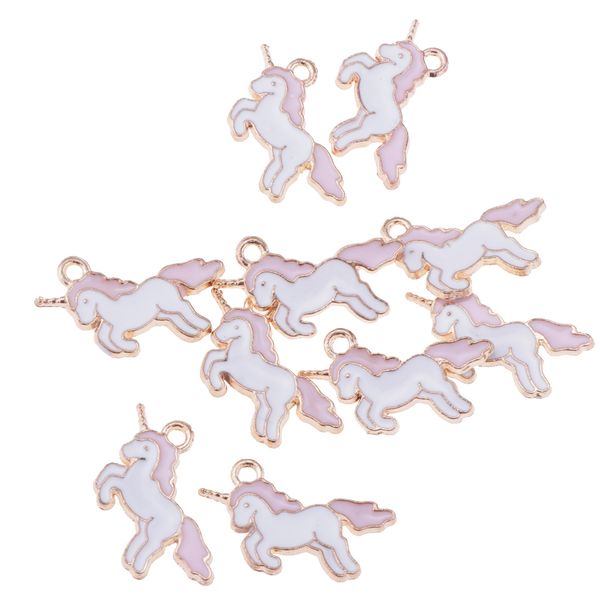 

10 pieces enamel unicorn charms pendant findings beads jewelry making crafts, Black