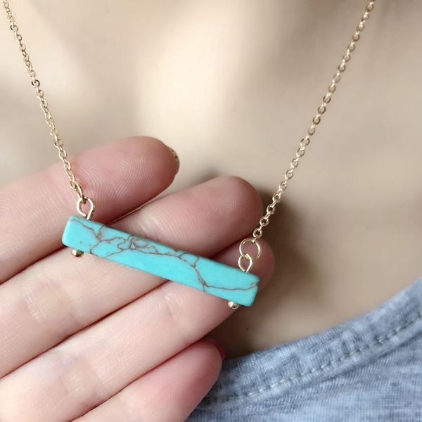 

new stone bar pendant necklace, Silver