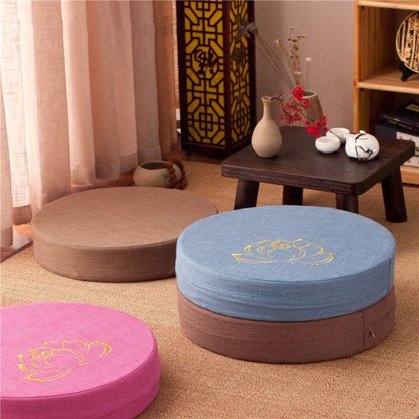 

japanese-style futon worship buddha sitting cushion fabric washable round linen balcony window tatami mat meditation lotus