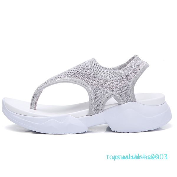 

2020 women sandals ladies mesh flip flops female elastic band wedges woman breathable beach shoes women's footwear plus size 43 t03, Black