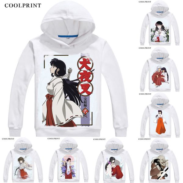 

kikyo inuyasha cosplay mens hoodies inuyasha a feudal fairy tale men sweatshirt streetwear anime hoodie printed long hooded, Black
