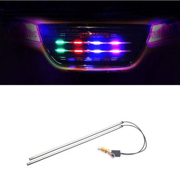 

car rgb modification led strobe warning light car truck flashing firemen led flexible front grille light strip