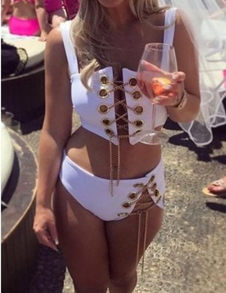 

chain split chain split bikini swimsuit bikini swimsuit, White;black