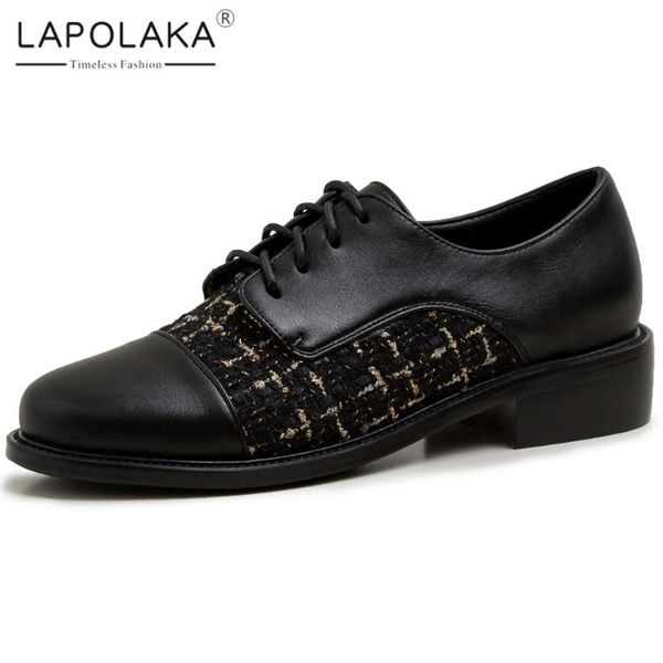 

lapolaka 2020 new fashion chunky heels comfortable shoes woman pumps female lace up spring/autumn leisure pumps women shoes, Black