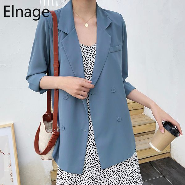 

women fashion office wear double breasted blazers coat vintage long sleeve loose fitting female outerwear chic spring 5b339, White;black