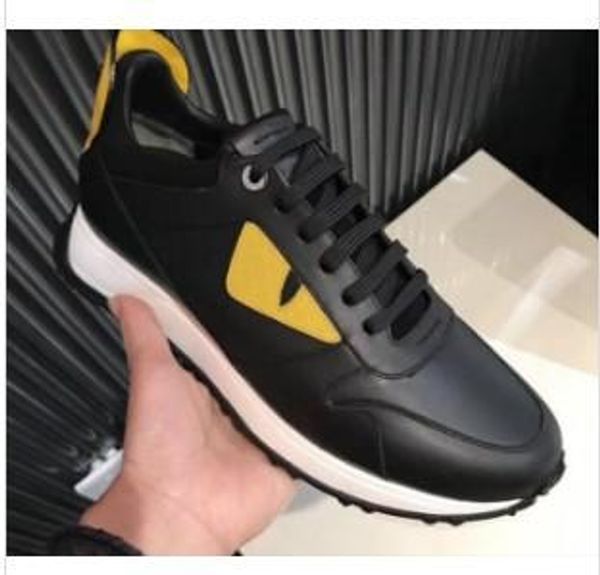 

2019 fd luxury brands fun fur designer sneaker shoes genuine leather gift mens women racer sports casual boots new1603, Black