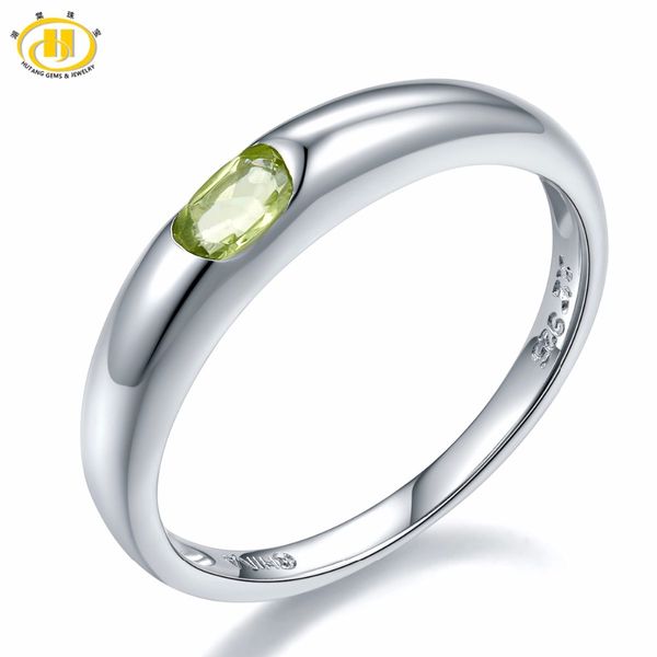 

hutang wedding women's ring natural peridot green gemstone 925 sterling silver band tail rings fine elegant jewelry new arrival, Golden;silver