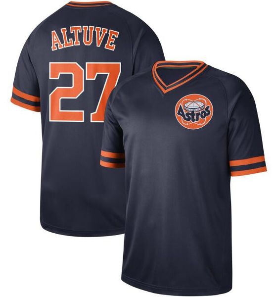 

Custom Houston 27 Jose Altuve Astros Vintage Collection Legend V-Neck jerseys personalized Any name Any number Men's stitched Jersey