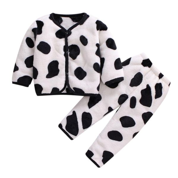 

girls cow pajamas kids moustache sleepwear children stripe cartoon clothing set baby long sleeve pajamas home clothing for boys, Blue;red