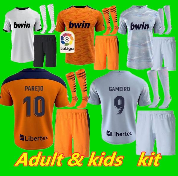 

kids 20 21 valencia cf soccer jerseys rodrigo 20 21 parejo gameiro football shirt guedes c.soler camiseta de futbol uniforms, Black;yellow