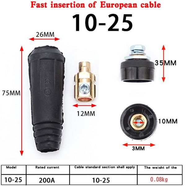 

10 25 35 50 70 copper quick connector welding cable for mig mag welder