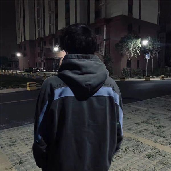 

синий 20ss свитер с капюшоном с капюшоном выстиранная старая мужская одежда, Black