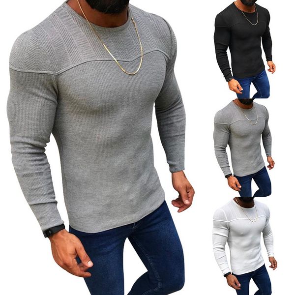 

cysincos 2019 new men's casual slim fit pullover sweater men fashion winter autumn knitted lightweight crew neck knitted sweater, White;black
