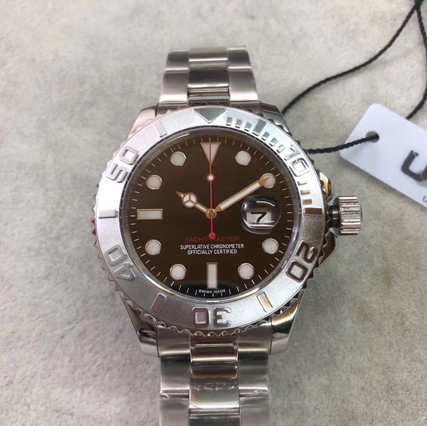 

13tim mens watch yacht ii 116680 white dial 44mm automatic mechanical ceramic bezel sapphire glass original clasp master men watche, Slivery;brown