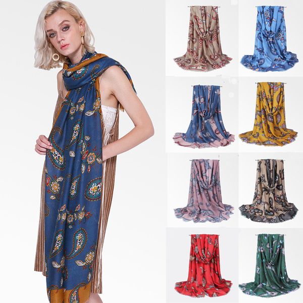 

new fashion women autumn winter warm long scarf head wraps cotton light sunproof shawl scarves floral